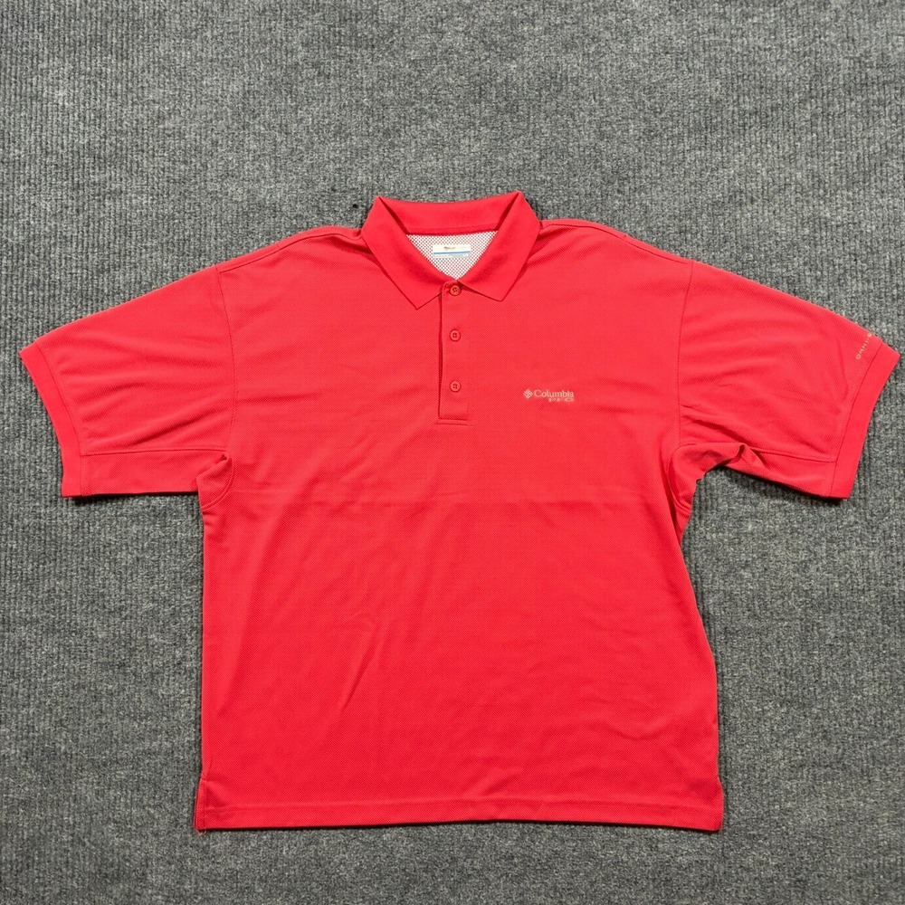 Columbia Sportswear Mens Polo Shirt Large Red Performance Golf Short Sleeve